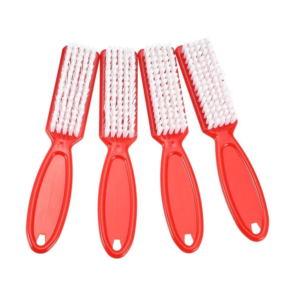 4 Pcs Fingernail Cleaner Nail Brush with Plastic Handle Red